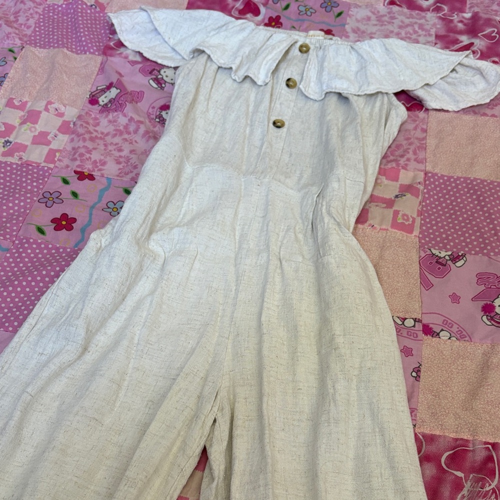 Off-Shoulder Ruffle elegant Jumpsuit With Pockets